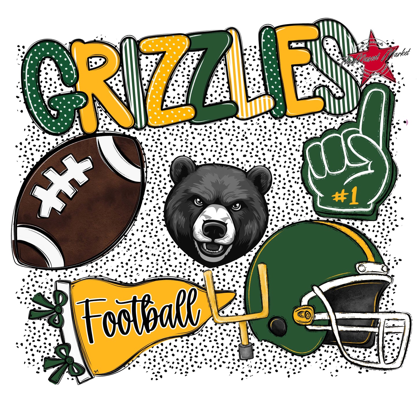 Grizzlies Football Spirit-Green & Yellow