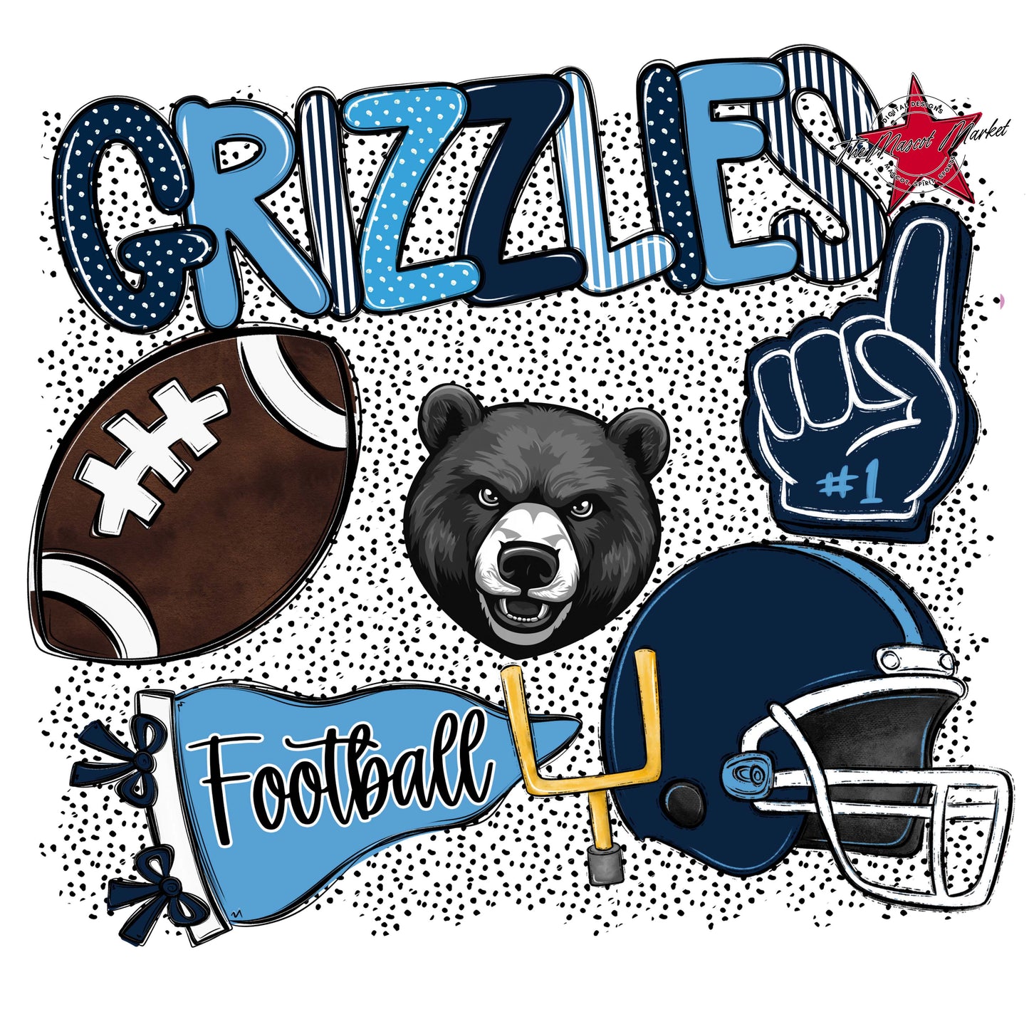 Grizzlies Football Spirit-Navy & Carolina Blue