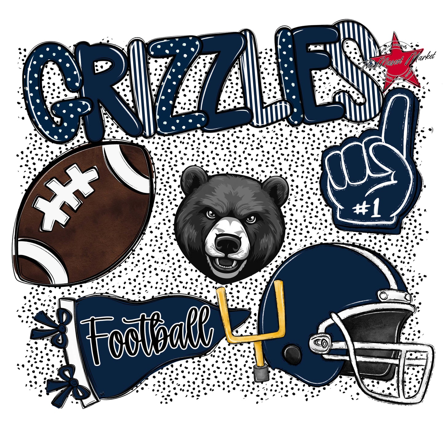 Grizzlies Football Spirit-Navy