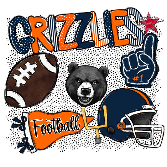 Grizzlies Football Spirit-Navy & Orange