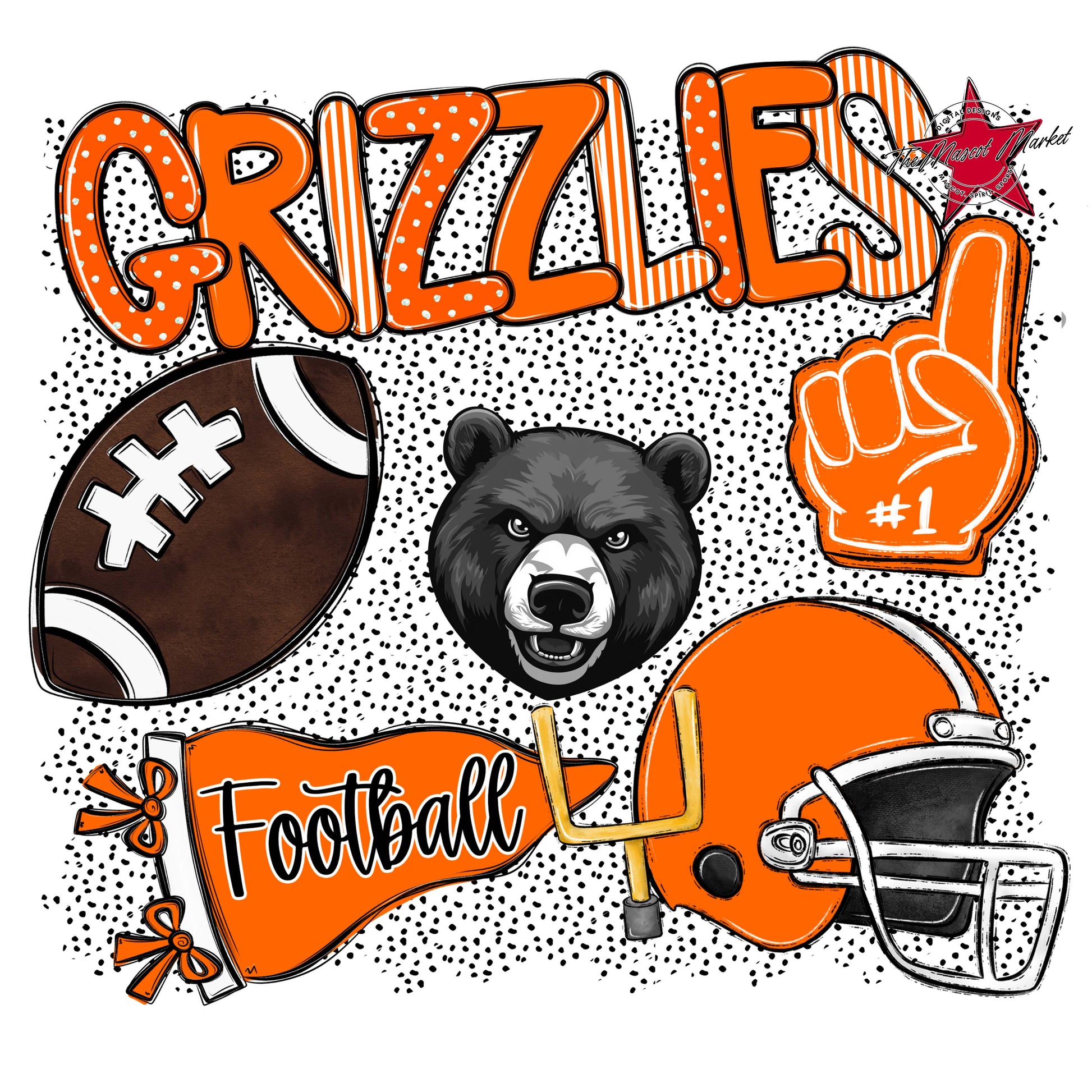 Grizzlies Football Spirit-Orange