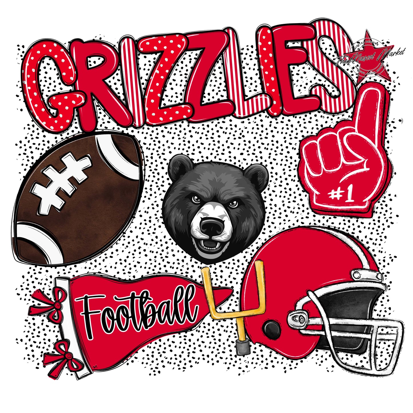 Grizzlies Football Spirit-Red