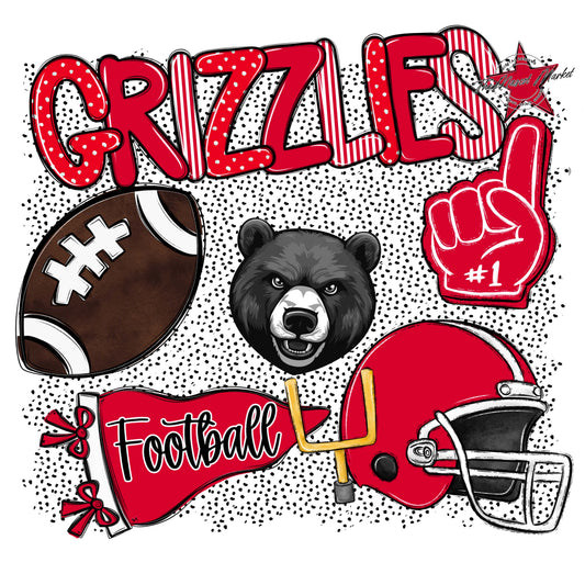 Grizzlies Football Spirit-Red