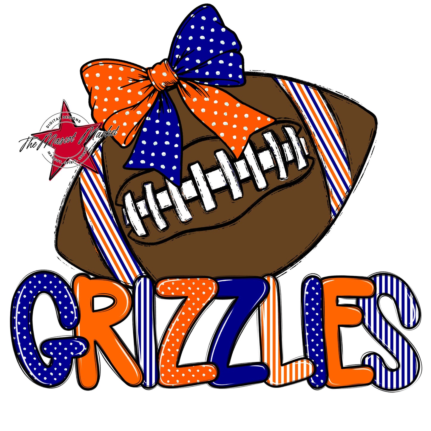 Grizzlies Football Spirit Design-Blue & Orange