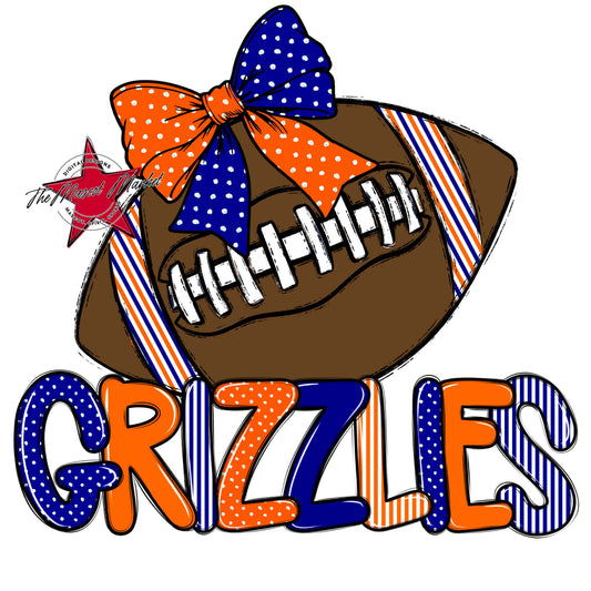 Grizzlies Football Spirit Design-Blue & Orange