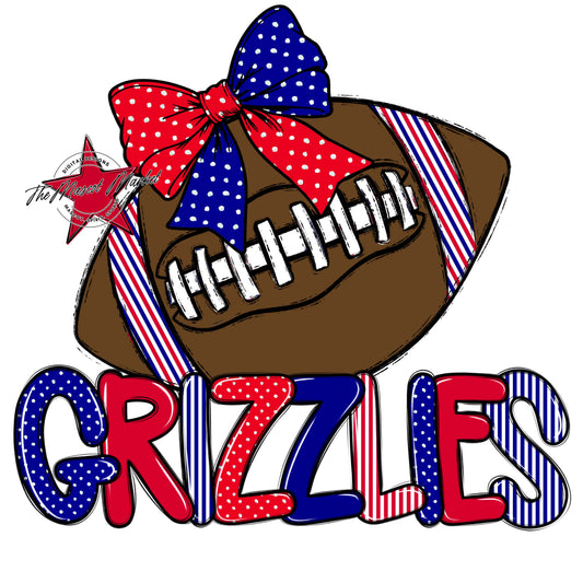Grizzlies Football Spirit Design-Blue & Red