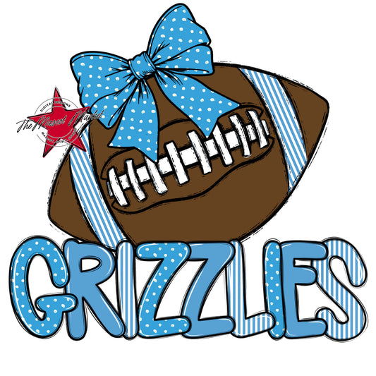 Grizzlies Football Spirit Design-Carolina Blue