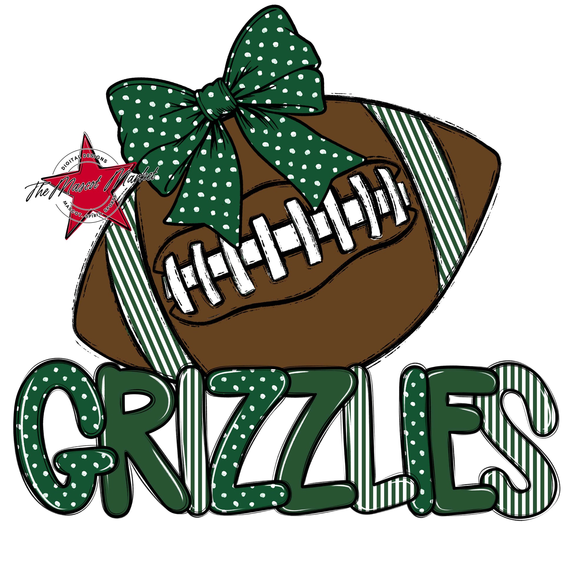 Grizzlies Football Spirit Design-Green