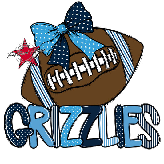 Grizzlies Football Spirit Design-Navy & Carolina Blue