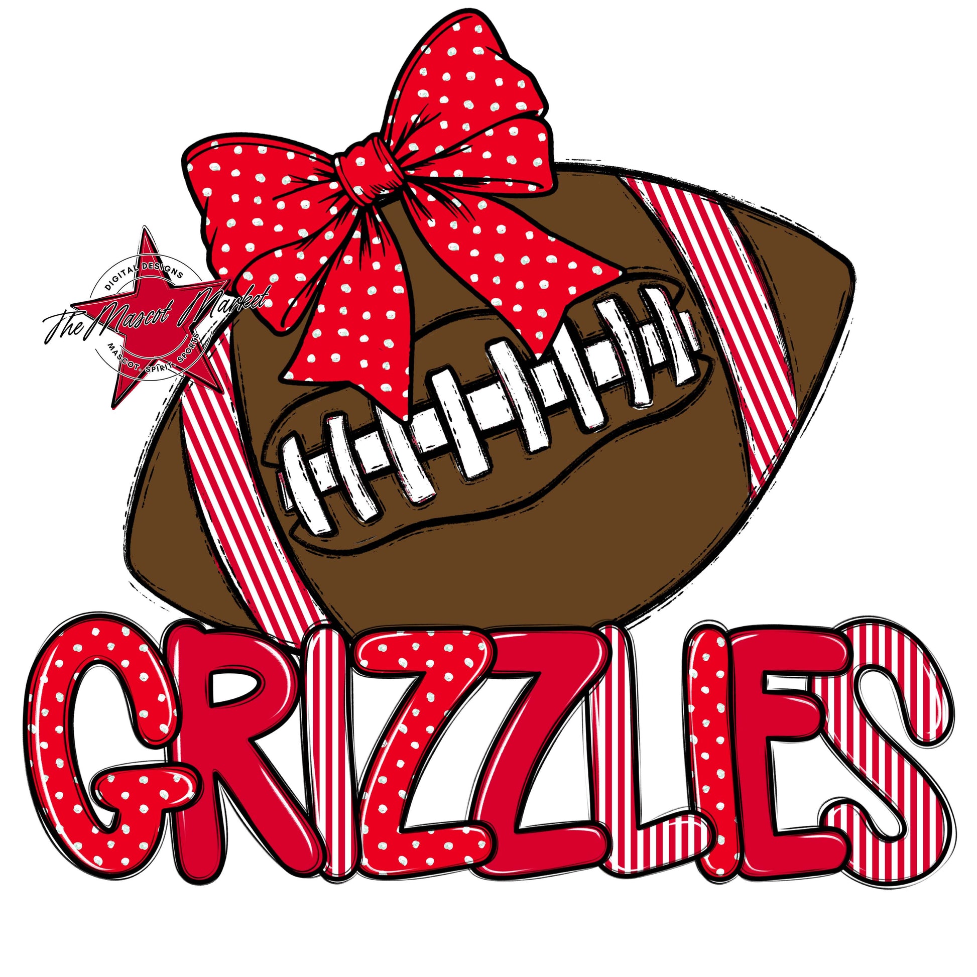 Grizzlies Football Spirit Design-Red