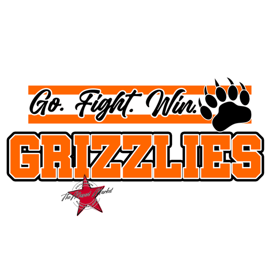 Grizzlies Go Fight Win Mascot Lines-Orange