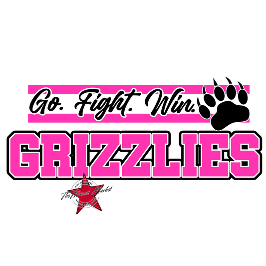 Grizzlies Go Fight Win Mascot Lines-Pink