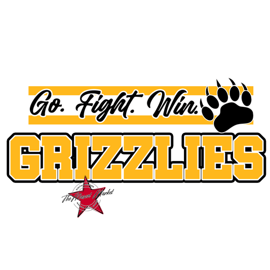 Grizzlies Go Fight Win Mascot Lines-Yellow