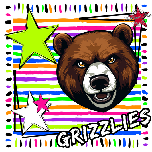 Grizzlies Mascot Frame-Neon White