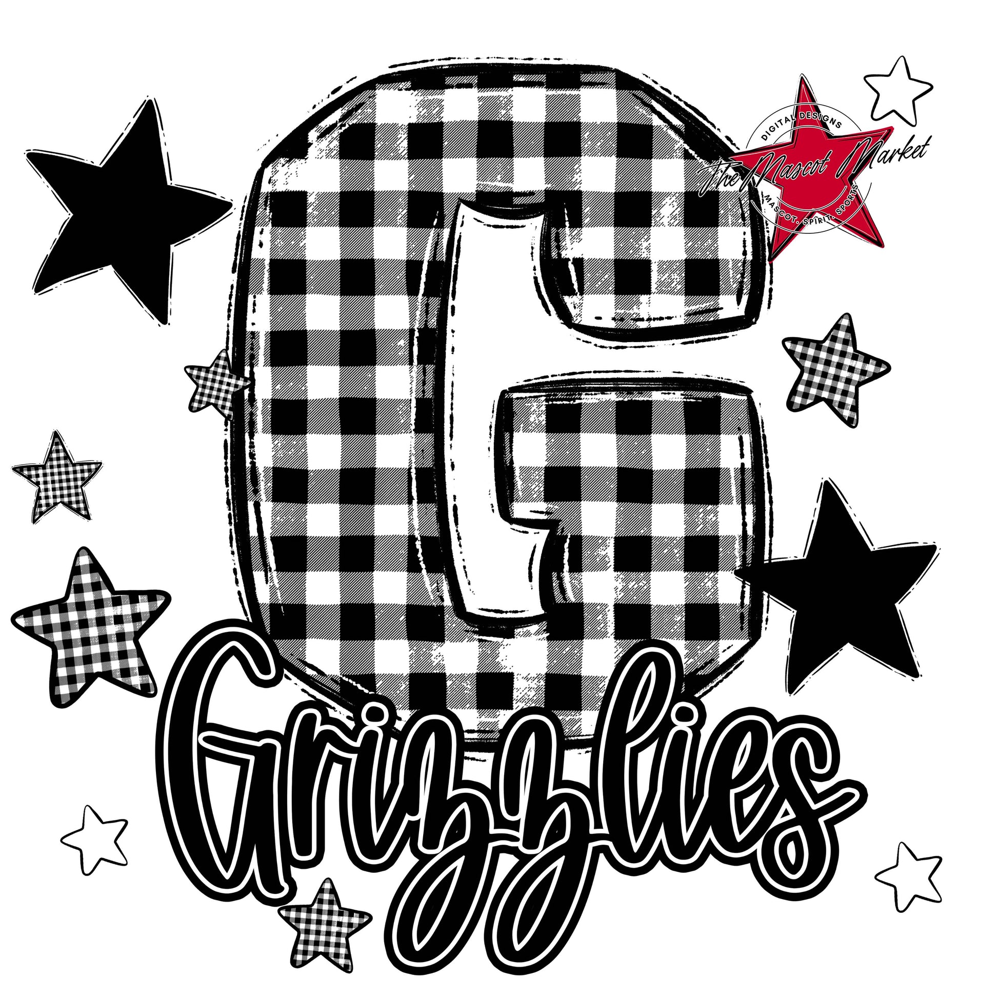 Grizzlies Plaid Star Design-Black