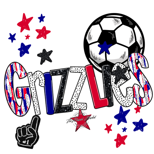 Grizzlies Soccer Scrape-Blue-Red
