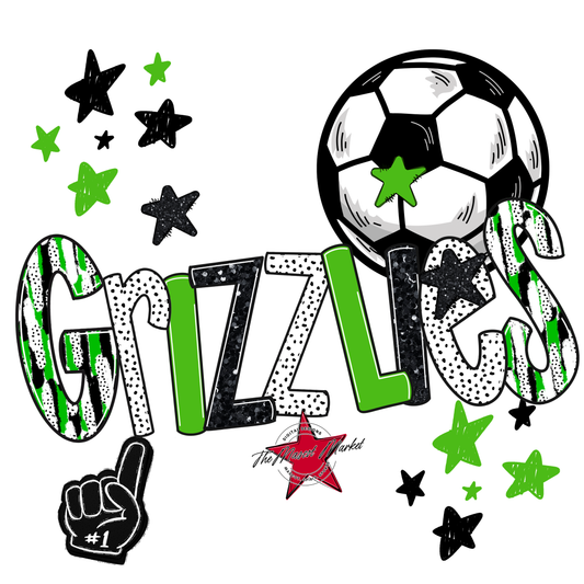 Grizzlies Soccer Scrape-Bright Green