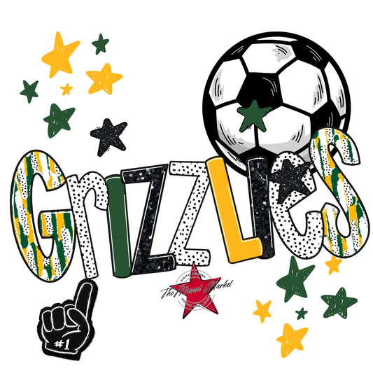 Grizzlies Soccer Scrape-Green-Yellow
