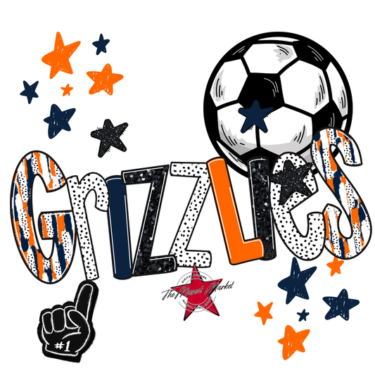 Grizzlies Soccer Scrape-Navy-Orange