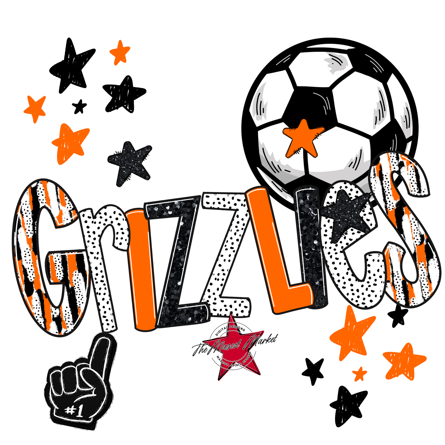 Grizzlies Soccer Scrape-Orange