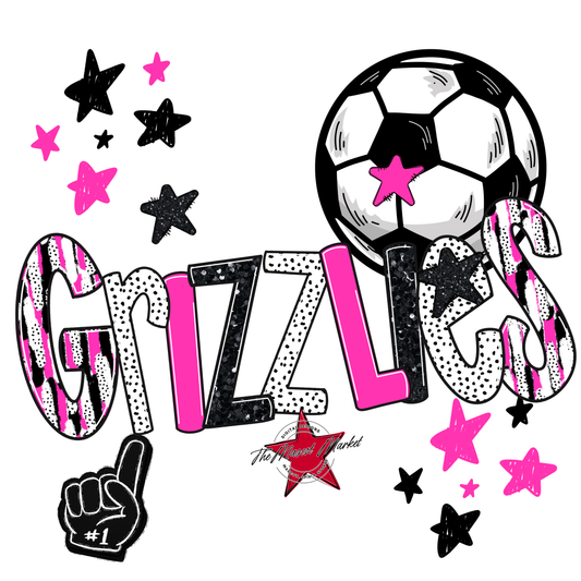 Grizzlies Soccer Scrape-Pink
