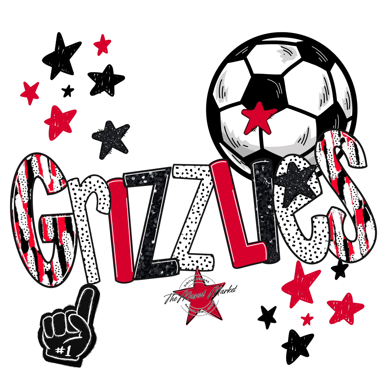 Grizzlies Soccer Scrape-Red