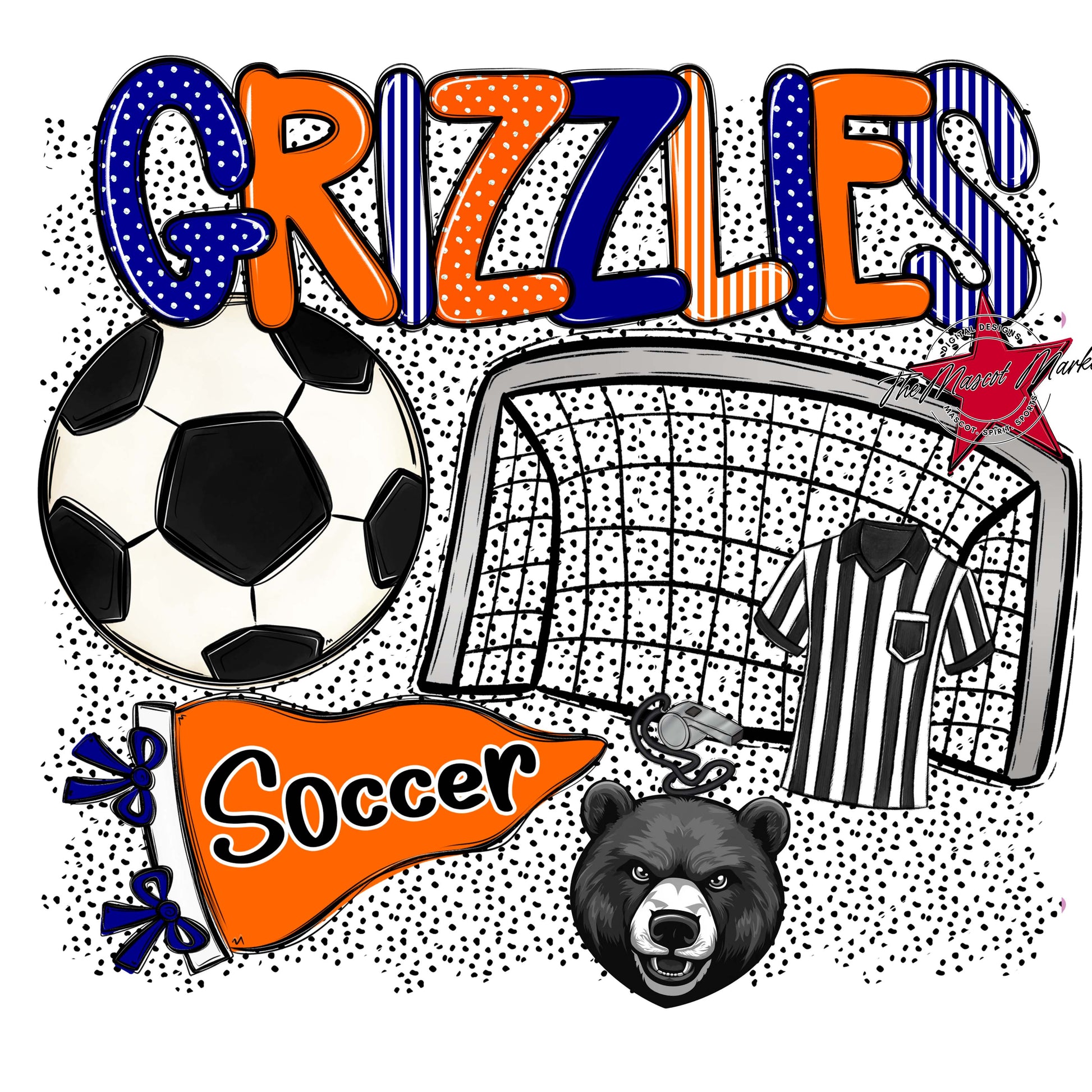 Grizzlies Soccer Spirit-Blue & Orange