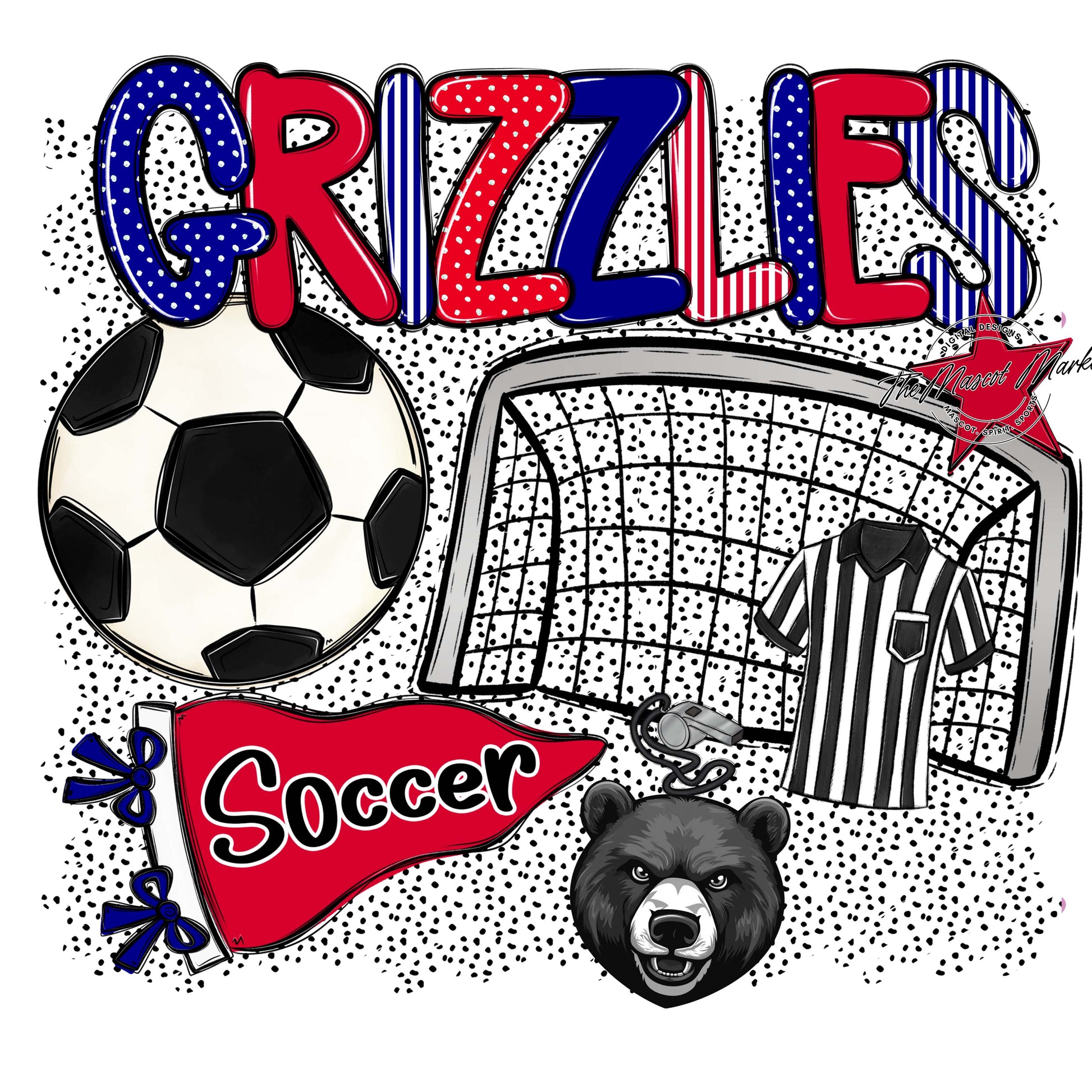 Grizzlies Soccer Spirit-Blue & Red