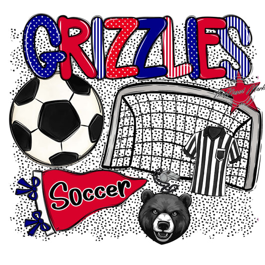 Grizzlies Soccer Spirit-Blue & Red