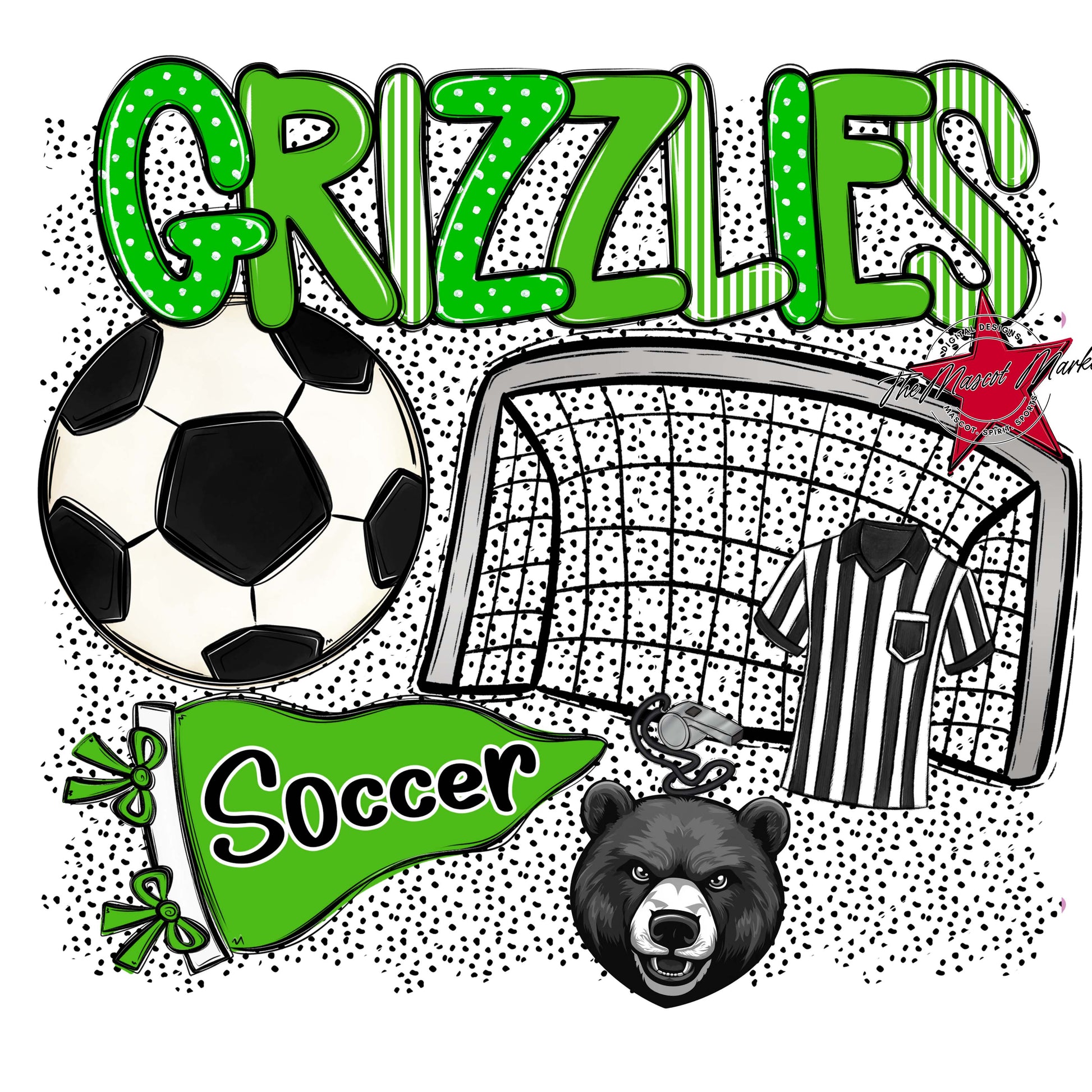 Grizzlies Soccer Spirit-Bright Green