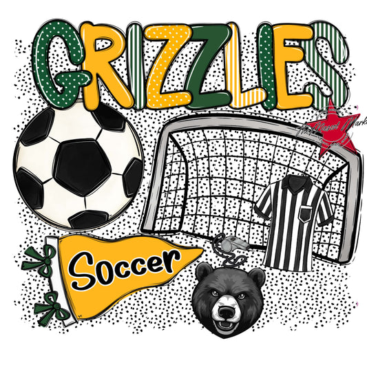 Grizzlies Soccer Spirit-Green & Yellow