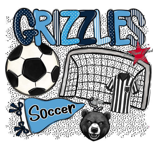 Grizzlies Soccer Spirit-Navy & Carolina Blue