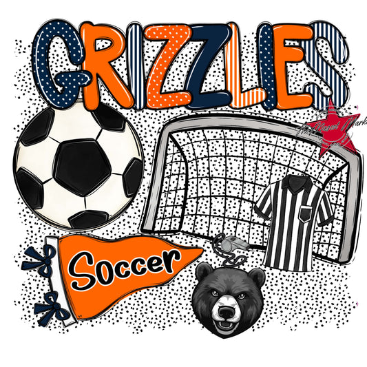 Grizzlies Soccer Spirit-Navy & Orange