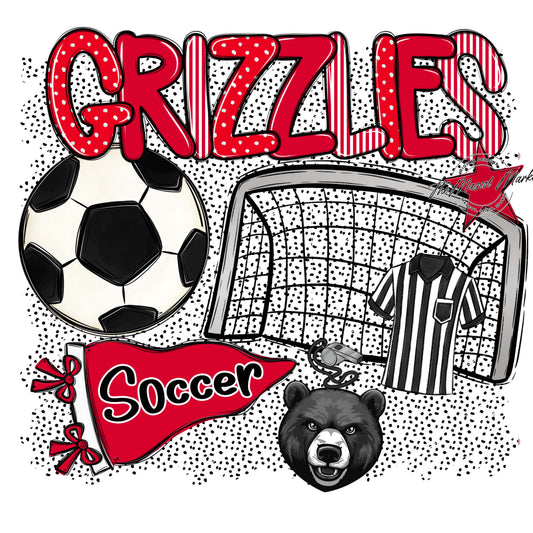 Grizzlies Soccer Spirit-Red