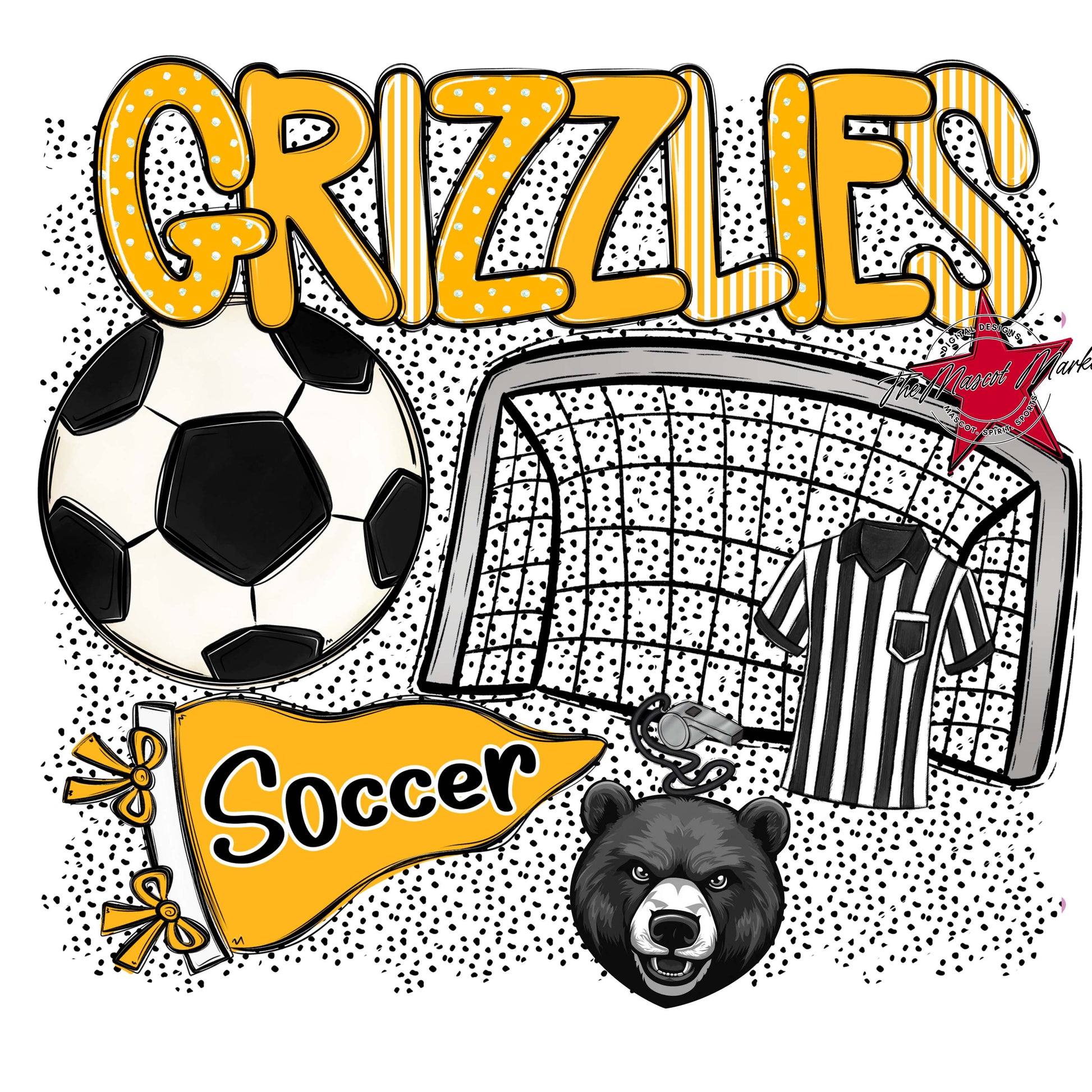 Grizzlies Soccer Spirit-Yellow