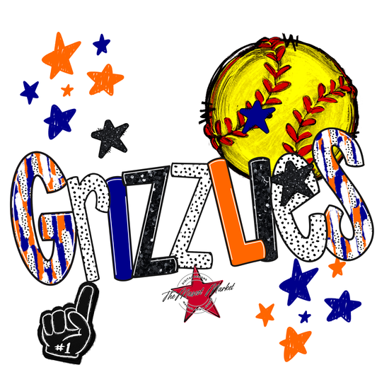 Grizzlies Softball Scrape-Blue-Orange