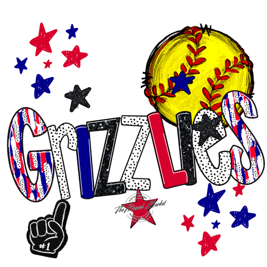 Grizzlies Softball Scrape-Blue-Red