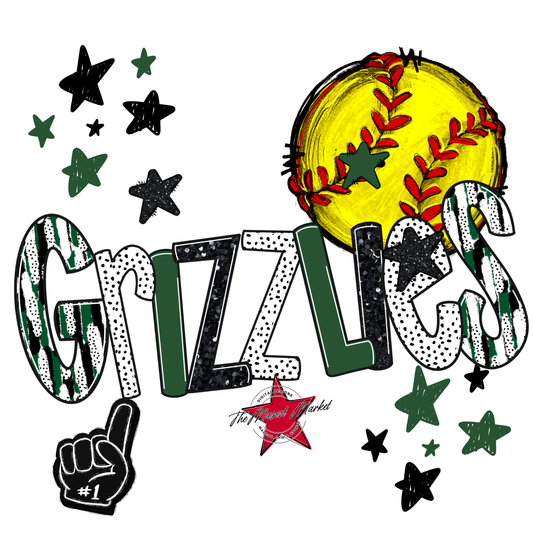 Grizzlies Softball Scrape-Green