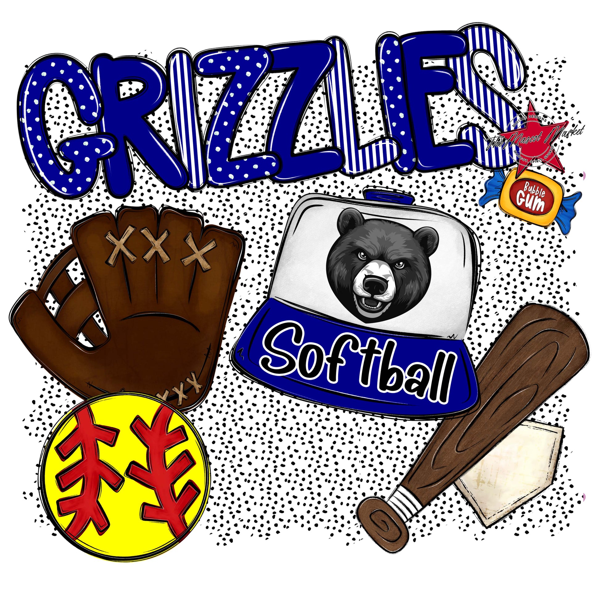 Grizzlies Softball Spirit-Blue