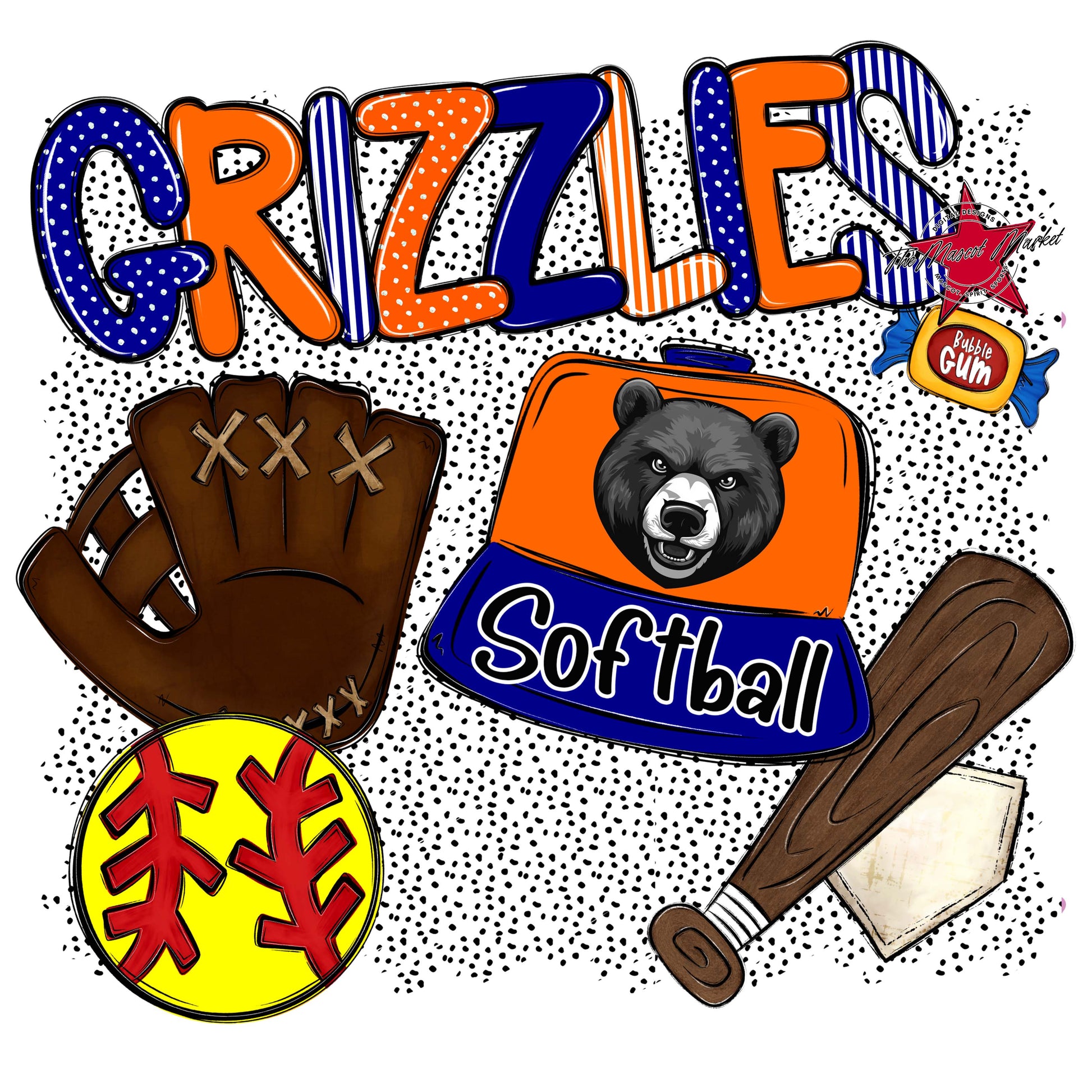 Grizzlies Softball Spirit-Blue & Orange