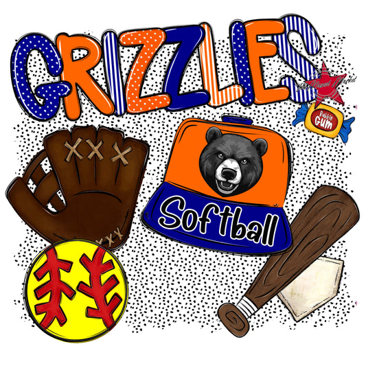 Grizzlies Softball Spirit-Blue & Orange