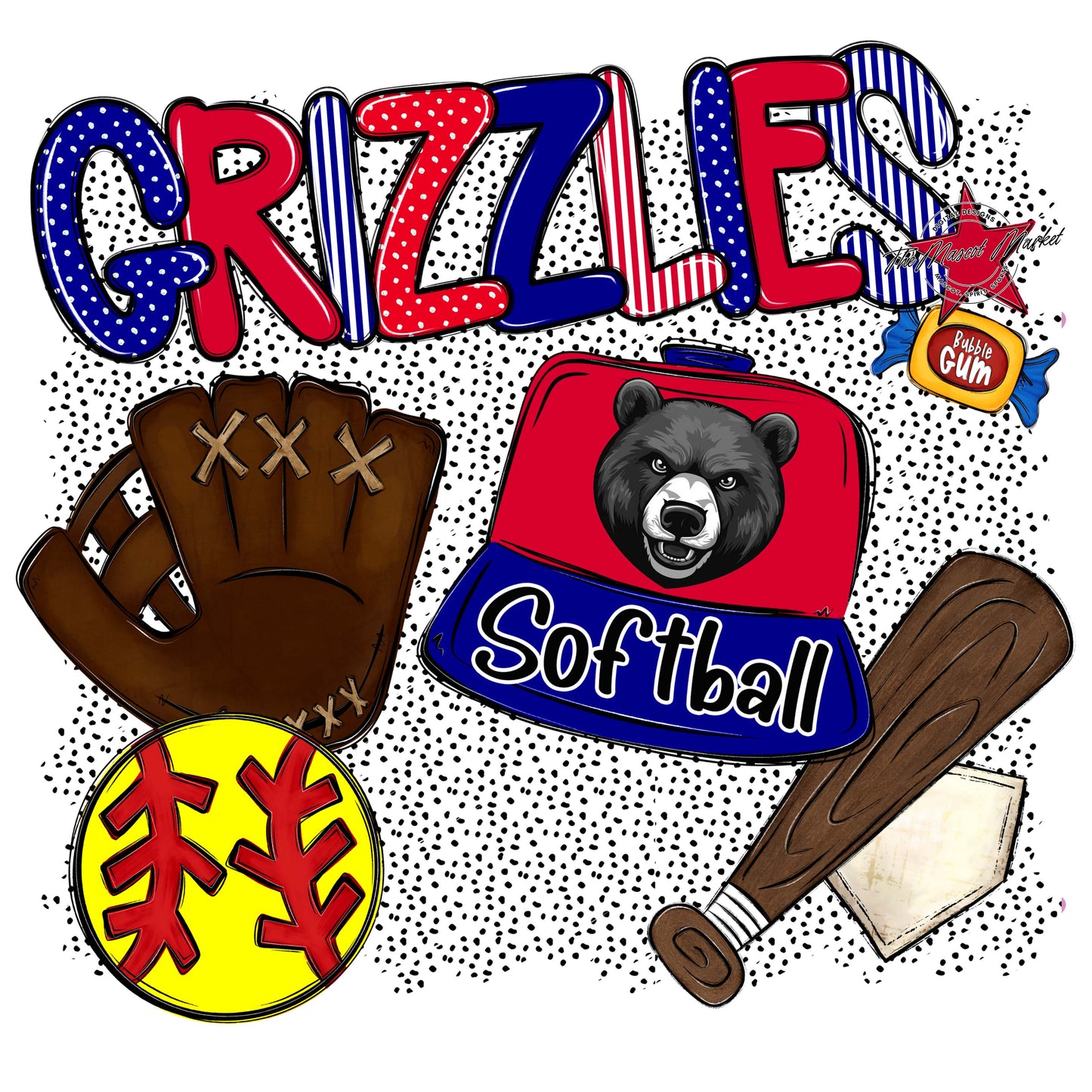 Grizzlies Softball Spirit-Blue & Red