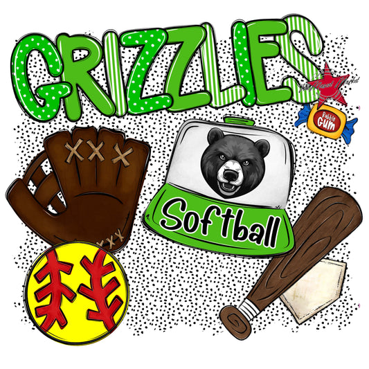 Grizzlies Softball Spirit-Bright Green
