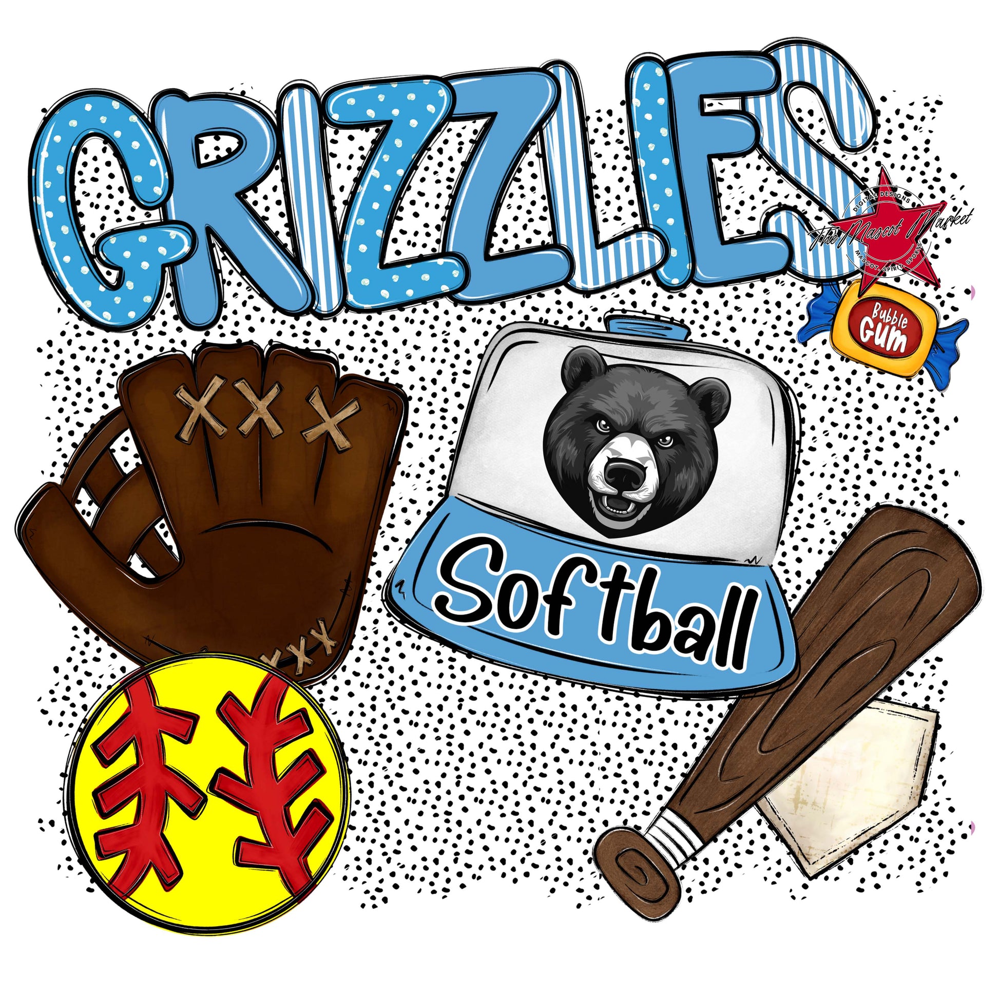 Grizzlies Softball Spirit-Carolina Blue