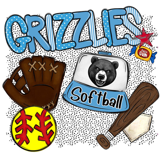 Grizzlies Softball Spirit-Carolina Blue