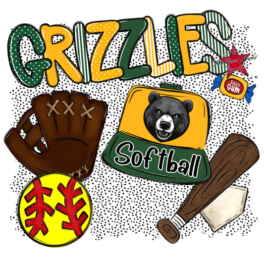 Grizzlies Softball Spirit-Green & Yellow