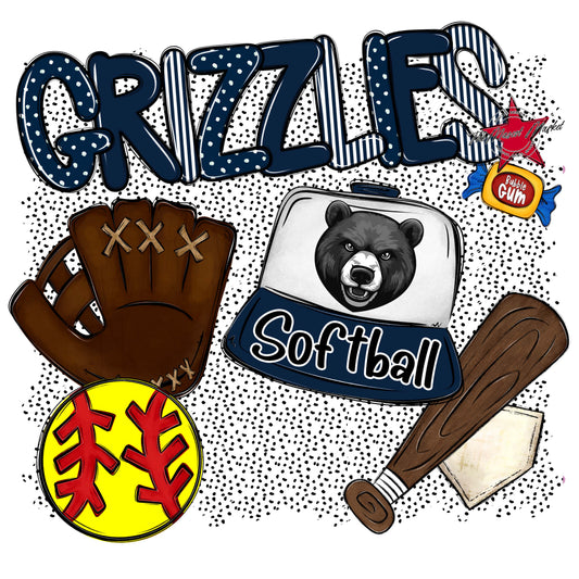 Grizzlies Softball Spirit-Navy