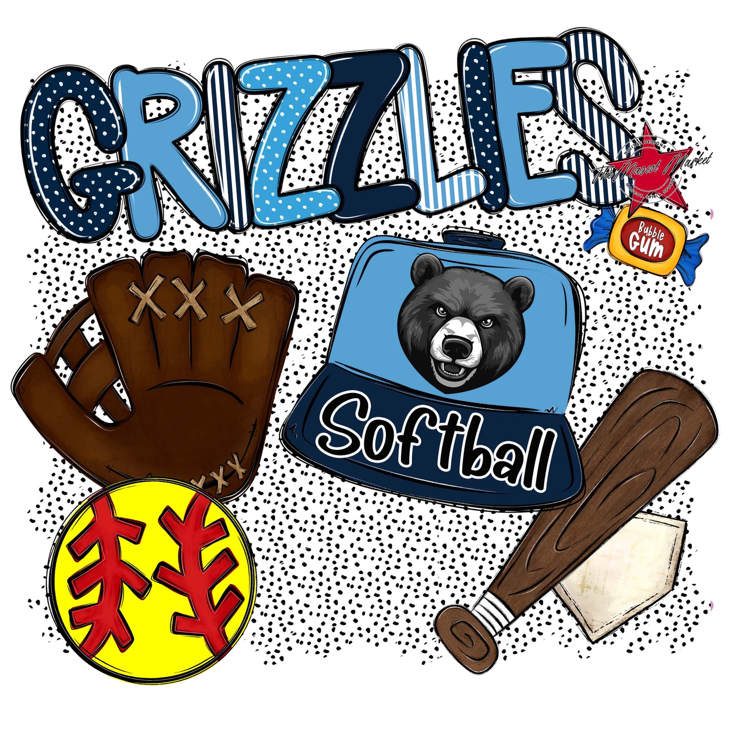 Grizzlies Softball Spirit-Navy & Carolina Blue