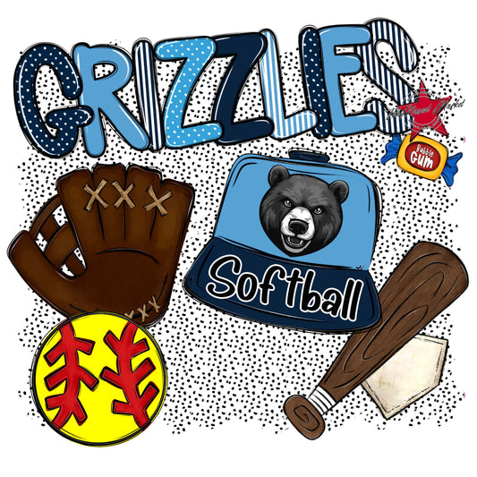 Grizzlies Softball Spirit-Navy & Carolina Blue