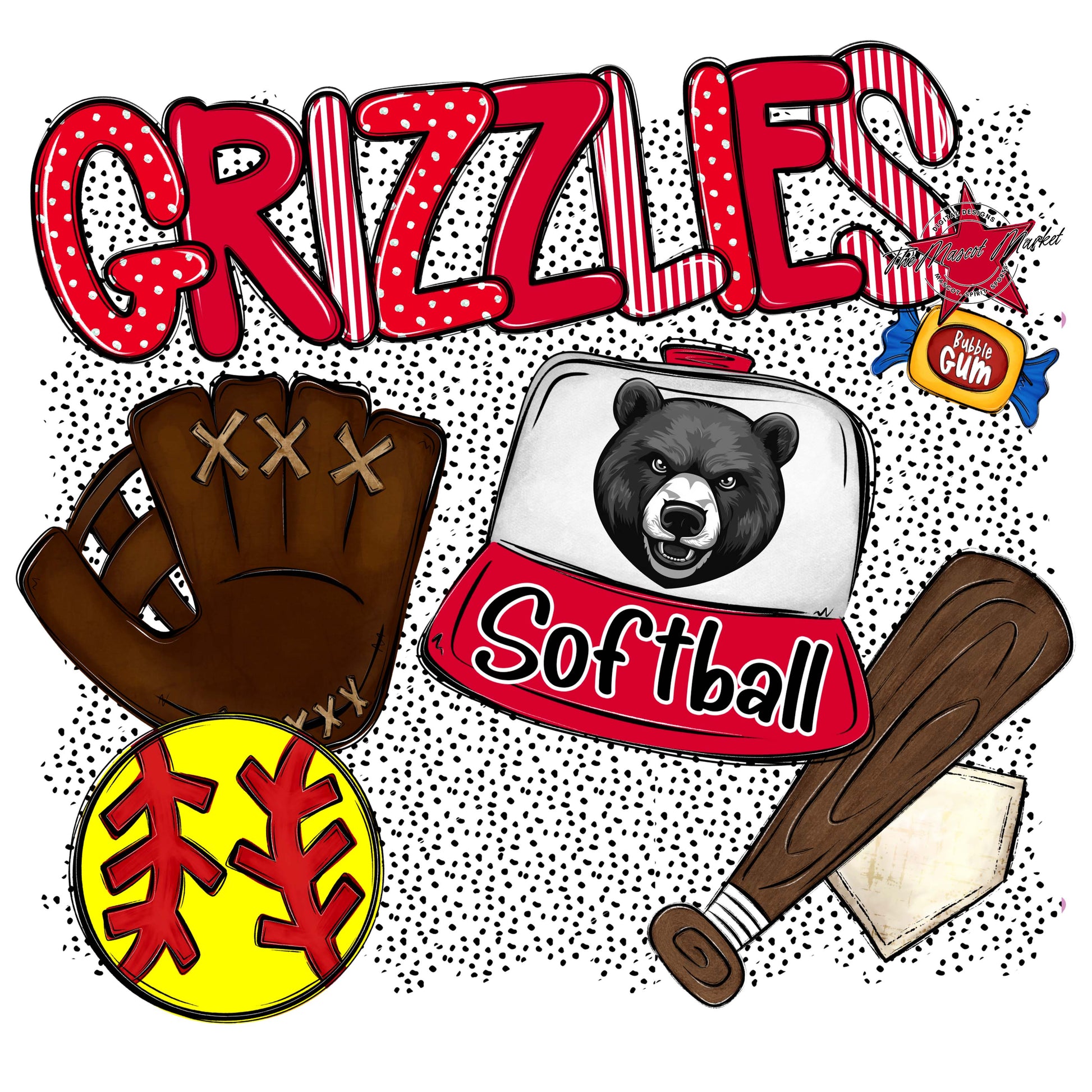 Grizzlies Softball Spirit-Red
